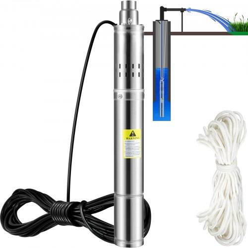 VEVOR 76mm Tiefbrunnenpumpe 550 W Brunnenpumpe max. Durchfluss 35 L/min Tauchpumpe max. Förderhöhe 108 m Tauchwasserpumpe sandbeständig <5% max. Dr
