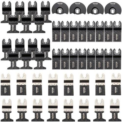 VEVOR 50x Sägeblatter Oszillierendes Zubehör Set HCS+Edelstahl Multitool Segmentsägeblatt 1-3/4 Zoll 1-3/8 Zoll 3-1/2 Zoll Multifunktionswerkzeug
