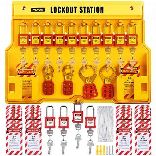 VEVOR Lockout Tagout Kit 58 Stk. Trennschalterschloss, Hasps Tags und Sicherheits Aufbewahrungstasche für Vorhängeschlösser für Lock and Tag Produ