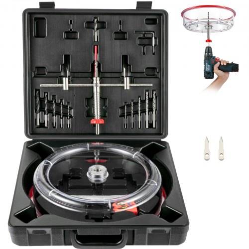 VEVOR Einstellbares Lochsägen-Set, 1-5/8 Zoll bis 11-13/16 Zoll (40-300mm), Einbau-Lochsäge mit PC-Staubschutz, Zwei austauschbare Zentrierbohrer,