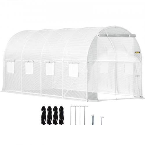 VEVOR Gewächshaus 4,6x2,1x2,1m Frühbeet Foliengewächshaus Verzinkter Stahlrahmen und PE Abdeckung Treibhaus Wasserdicht und UV-beständig Tomatenge