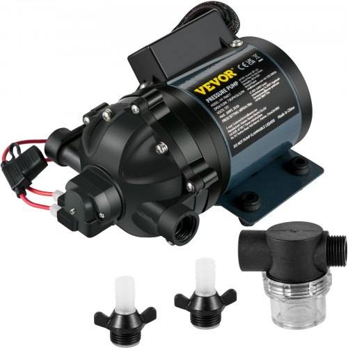 VEVOR Abwaschpumpe, 12 V DC, 7 GPM 60 PSI, max. 3 m Hebebühne selbstansaugende Wasserpumpe, mit EPDM-Ventil, Universal-Salzwassersieb