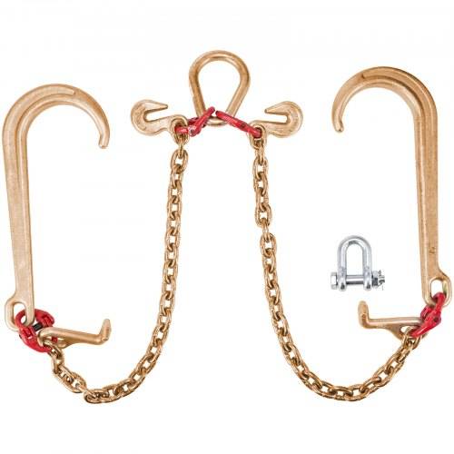 VEVOR 8 mm_30 cm G80 V-Kettenzaum mit 2 Beinen und 38 cm gro_en J-Haken und T-Haken