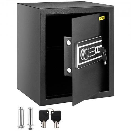 VEVOR Tresor 0�0481 m³, Möbeltresor 10kg Belastbarkeit, Wandtresor Schwarz staubdicht mit Fingerabdruck Code Digital-Tastenfeld Schlüssel 4 Schlo