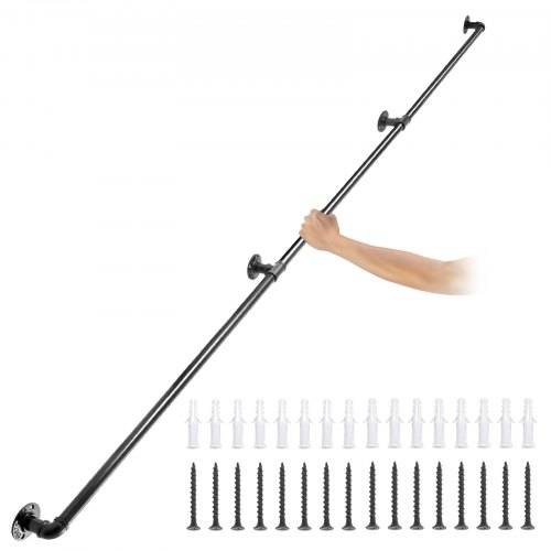 VEVOR 3x Retro Wasserrohr Handlauf 270cm Geländer Retro Industrie Kohlenstoffstahl 4x Wandhalterungen Vintage Wandhalterung Treppe 200kg Tragfähigke