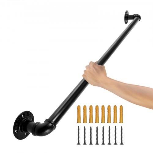 VEVOR Retro Wasserrohr Handlauf 90cm Industrieller Geländer Schutzbügel Kohlenstoffstahl Matt Handlauf Geländer Retro Industrie 95mm Abstand zur Wa