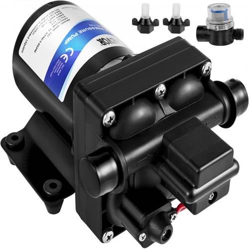 VEVOR 12 V Hochdruck-Membrane Wasserpumpe, 3 GPM Hochdruckmembran Wasserpumpe aus Polypropylen, Max. Druck 45 psi Wasserpumpe Selbstansaugend, mit