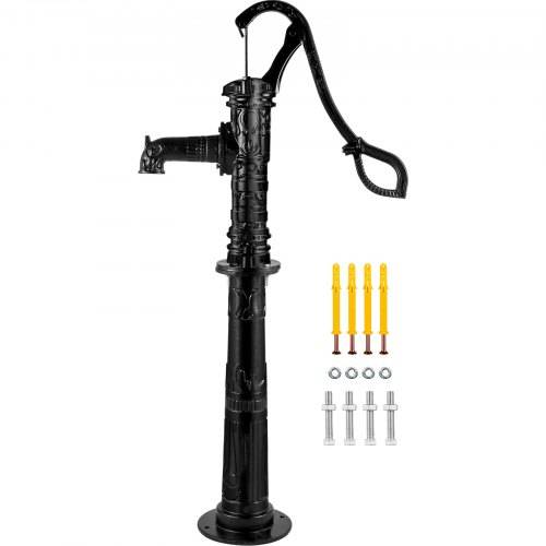 VEVOR Schwengelpumpe Gusseisen Gartenpumpe 40x15x68cm Wasserpumpe mit 67cm Pumpenständer Handwasserpumpe Nostalgie Handschwengelpumpe Schwarz ideal