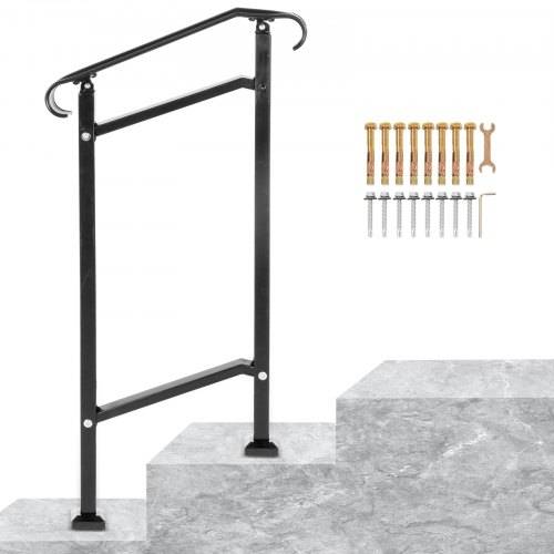 VEVOR Treppengeländer 50x13,5x108 cm Handlauf Geländer Höhe(bis zu 18,5 cm) & Winkel(0-30,8°) einstellbar Eingangsgeländer Eisenhandlauf Ideal f