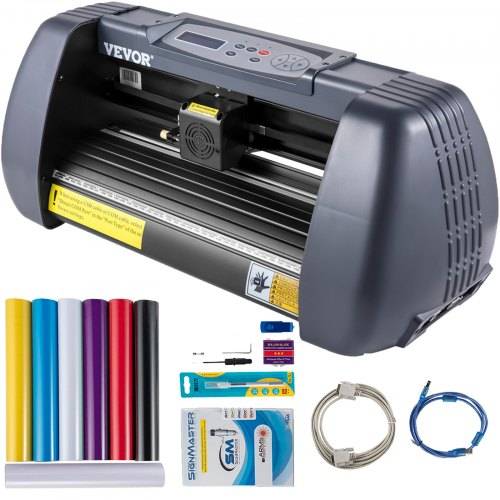 VEVOR 375 mm Vinyl Schneideplotter Papiereinzug, Folienplotter Drucker Vinyl Schneiden Set, Unterstützt DM/PL, HP/GL-Sprache, Abdeckfolie zum Malen