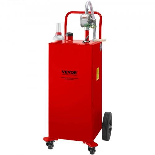 VEVOR Fuel Caddy Kraftstoffspeichertank 132 L 4 Räder mit manueller Pumpe, Rot
