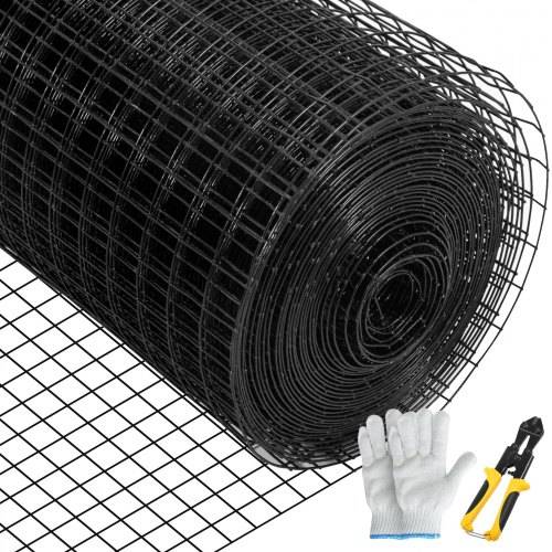 VEVOR Maschendraht 122 x 1524 cm verzinkter mit Vinyl beschichteter 16-Gauge-Maschendrahtzaun aus Stahl mit einer Schneidezange und einem Paar