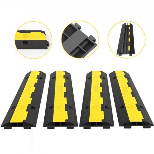 VEVOR Kabelschutzmatte Kabelkanal schwarz Kabeldurchführung für Kabeldurchführungen auf Boden; Traglast: 4989 kg für Büro 101x24,5x5 cm