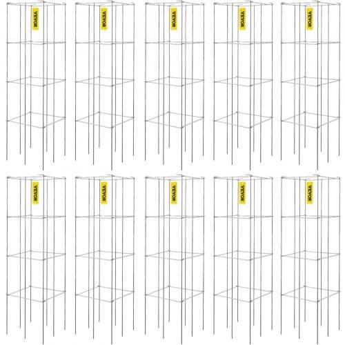 VEVOR Tomatenkäfige, 30 x 30 x 117 cm, 10er-Set quadratische Pflanzenstützkäfige, robuste, silberne Tomatentürme aus PVC-beschichtetem Stahl zum