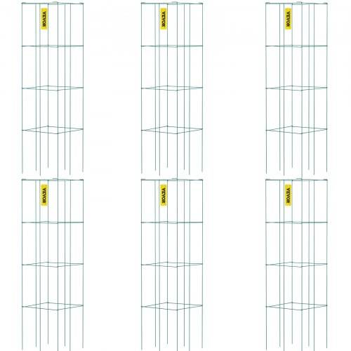 VEVOR Tomatenkäfige, 37 x 37 x 100 cm, 6er-Set quadratische Pflanzenstützkäfige, robuste, grüne Tomatentürme aus PVC-beschichtetem Stahl zum Klet