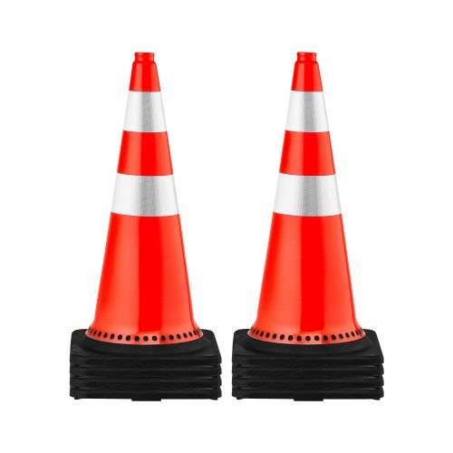 VEVOR Sicherheitskegel, 75 x 37 x 37 cm Verkehrskegel, orangefarbene PVC-Baukegel, Reflektierende Kragen, Verkehrskegel mit Schwarzer, Beschwerter