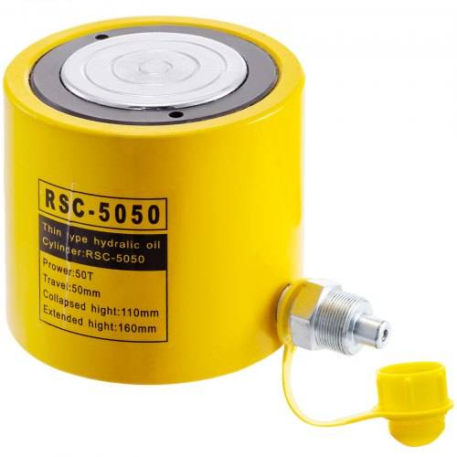 VEVOR 50 t Hydraulik-Kolbenwagenheber 50 mm Hub Vollmetall-Hydraulik-Kolbenzylinder Schnellhub für Industrie, Fahrwerkstatt und Karosseriebau Gelb