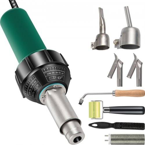 VEVOR Kunststoff Schwei_gerät Hei_luftpistole 1600W PVC Schwei_pistole 40-60_ Kunststoff Hei_luft Schwei_er inkl. 4x Ersatzdüsen Schlitzmesser 3m Ka