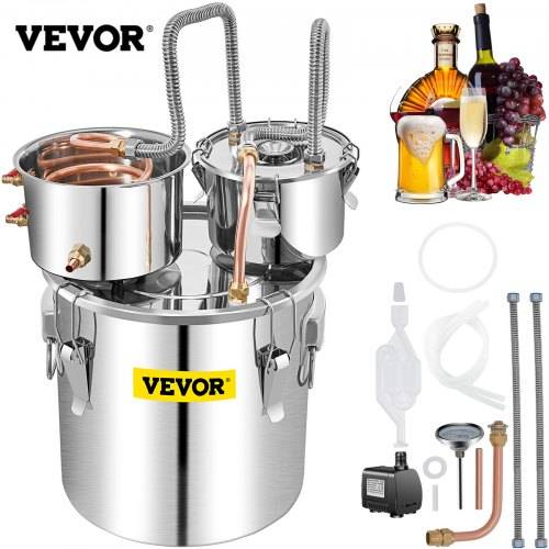 VEVOR Distillieranlage Moonshine, 50 L Wasser Alkohol Destillierer Moonshine mit doppelter Kondensatpumpe, Edelstahl Moonshine Alkohol Destillieren