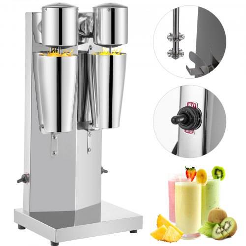 VEVOR Getränkemixer 150W, Milchshaker Elektrisch 800ml, Doppelköpfe, Silbrig, Elektrischer Mixer für Shakes, Cocktailmixer, Milchshake Maschine, Ba
