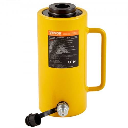 VEVOR Hydraulikzylinderheber Kapazität 30T Hydraulikzylinder 100 mm Hub einfachwirkender tragbar gelb, hydraulische Wagenheber Hohlkolbenheber