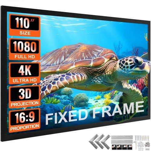 VEVOR Beamer Leinwand 257 cm x 150 cm, Projektion Leinwand Diagonale Grö_e 279 cm, Leinwand Deckenmontage aus PVC, 15 kg Projektionsfläche mit Blick