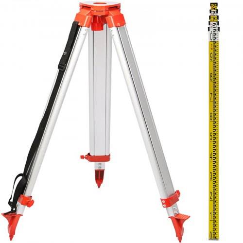 VEVOR Lasermessgeräte 5M Länge Staff & 1,65 m Aluminium Stativ Tripod Rotationslaser