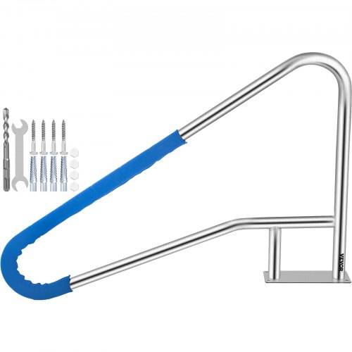 VEVOR Pool Haltegriff Edelstahl 139,7x81,2 cm Schwimmbad-Handlauf 113 kg Traglast Einstiegshilfe Pool_ 4,8 cm Griffbogen mit Griffbezug Treppe für