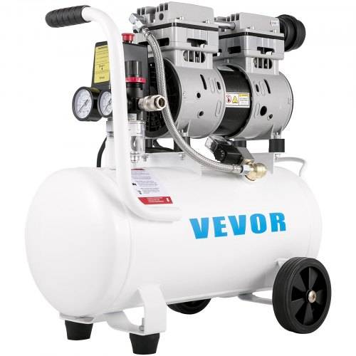 VEVOR Flüsterkompressor 25 L, Leise _lfrei Kompressor 750 W, _lfrei Luftkompressor 60 dB, Druckluftkompressor, Silent Druckluft Kessel 165 L / min