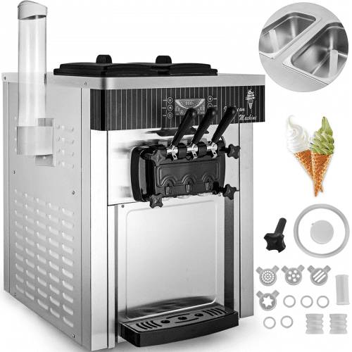 VEVOR Speiseeisbereiter Wei_ Eismaschine 2200 W, 2 x 6 L Desktop Maschine Ice Cream Maker 220 V Speiseeisbereiter mit Eikegel Eierablage Edelstahl