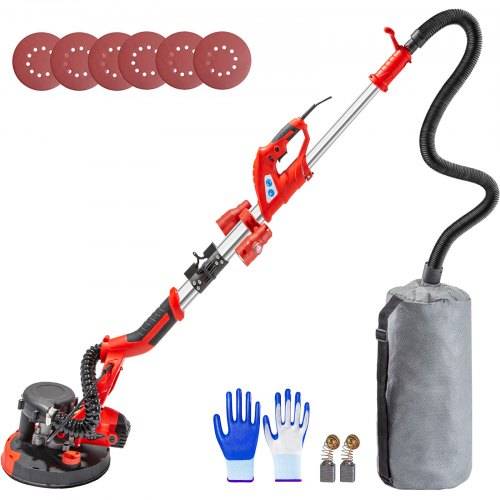 Mophorn Exzenterschleifer 225 mm, Schleifmaschine Werkzeug 710W, Schleifmaschine 800-1750 U / min 3m Netzkabel mit LED-Leuchtband, Vakuumbeutel