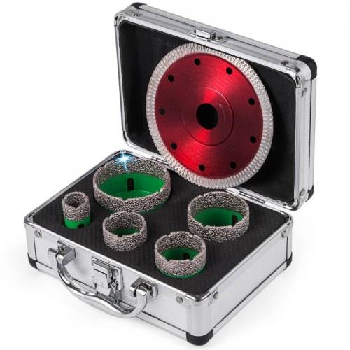 VEVOR Diamant Lochsäge 20, 35, 40, 50, 65 mm, Fliesenbohrer Lochsäge M14 Gewinde, Diamantbohrer 1,4 mm Klingen Dicke, Glasbohrer mit 5 Bohrern und