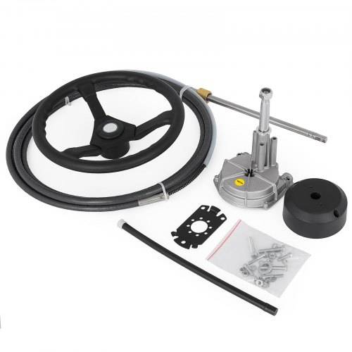 VEVOR Hydraulisches Au_enborder-Lenkungsset mit 3,36 m Kabel SS13712 und 34,3 cm Lenkrad, Hydraulisches Lenksystem für Boote, Schnellverschluss