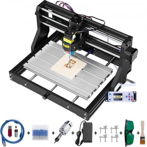 VEVOR 2500 mW CNC 3018 DIY Graviermaschine Pro 300x180x45mm Engraving Machine 3 Achse Mini Lasergravierer mit GRBL Steuerkarte und Offline