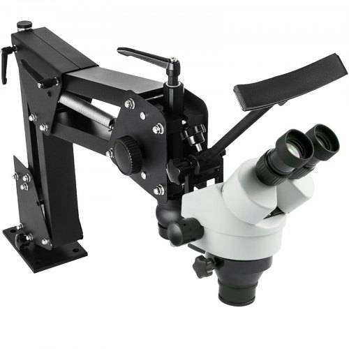 VEVOR Zoom Trinokulares Stereomikroskop WF10X 20mm Binokulares Stereo Säulenständer für Jewelry Tools (3.5X-90X) Mikroskop, Silbe, 1 Count (Pack of