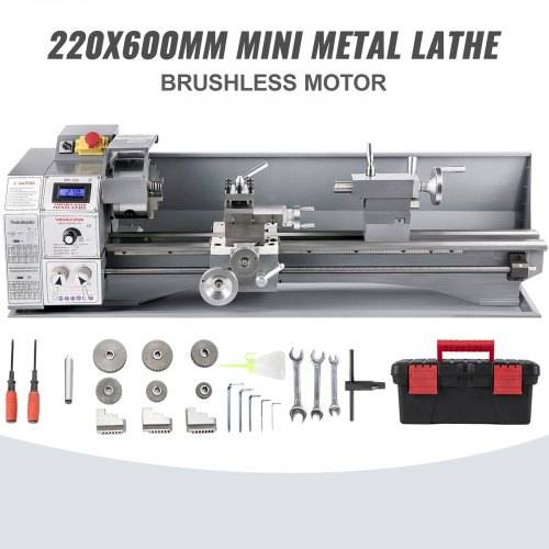 VEVOR Mini Drehbank 220x600mm Drehmaschine Metall 750 W Mini Drechselbank für Metallbearbeitung Drehbank Metall präzise einfach zu bedienen