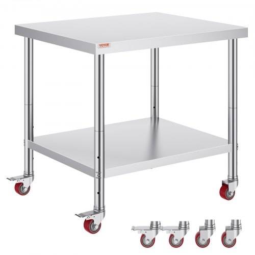 VEVOR Arbeitstisch 91 x 76 x 82 cm Edelstahl Catering Arbeitstisch etwa 160 kg für Belastbarkeit Lebensmittel Zubereitungstisch Gewerbliche