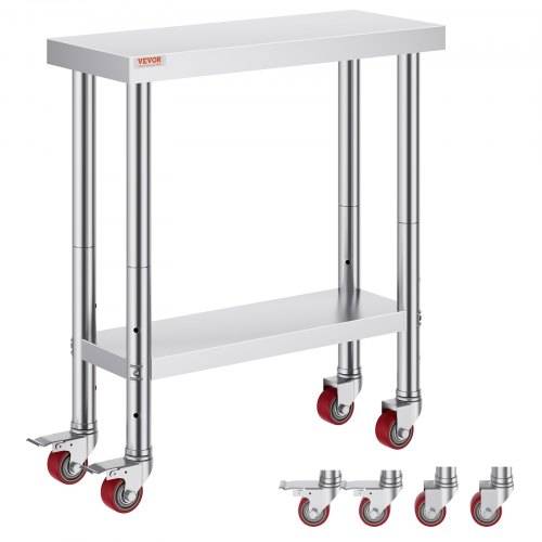 VEVOR Arbeitstisch 762 x 304,8 x 863,6 mm Edelstahl Catering Arbeitstisch etwas 100kg für Belastbarkeit Lebensmittel Zubereitungstisch Gewerbliche