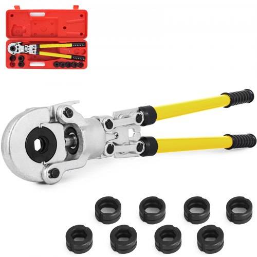 VEVOR Presszange V12, V15, V22, V28, TH16, TH20, TH26, TH32 mm, Crimpzange Presszange mit um 360° Drehbarem Kopf und Ergonomischem Gummigriff, Rohrp