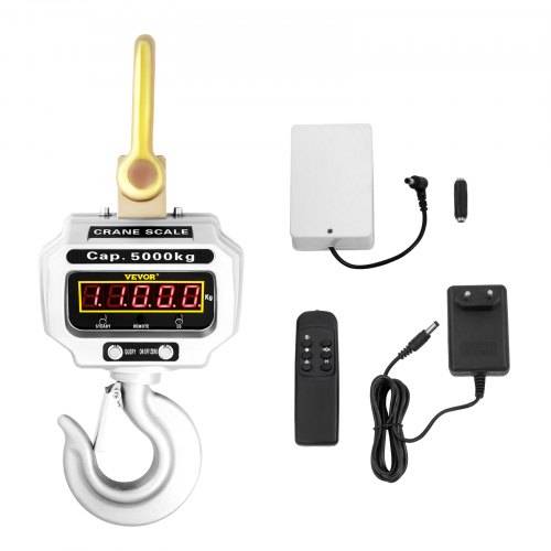 VEVOR Wildwaage Digital 5 000 KG, Hängewaage Digital mit Hohe Genauigkeit, Elektronische Kranwaage Hängewaage Digitale Haken, Mini tragbare Hängewa