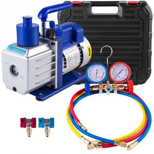 VEVOR 283 L/min(4.8CFM) Vakuumpumpe, 249 W(1/3HP) Unterdruckpumpe Vakuumgeräte Pumpe, 5Pa Vakuumpumpe Unterdruckpumpe, Refrigerant Vacuum Pump