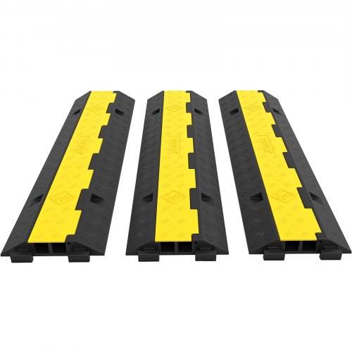VEVOR Kabelschutzmatte Kabelkanal schwarz 3 Stück 2 Kanal 101x24,5x5 cm Kabelbrücke aus Handelsüblichem Thermoplastischem Gummi mit Modularem Desig