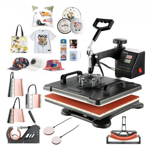 VEVOR Transferpresse 8 in 1 Hei_presse Maschine 38 x 30 cm T-Shirt Presse Maschine Hitzepresse Maschine DIY Hei_presse mit Digitaler LED-Temperatur-