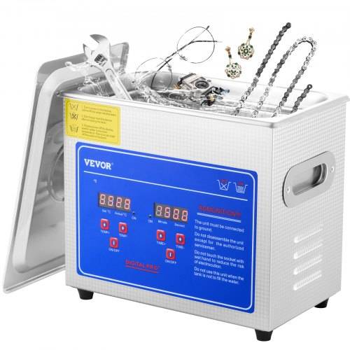 VEVOR Professioneller Ultraschallreiniger, 2,85 L Ultraschall-Schmuckreiniger mit digitalem Timer und Heizung, Edelstahl-Industrie-Schallreiniger