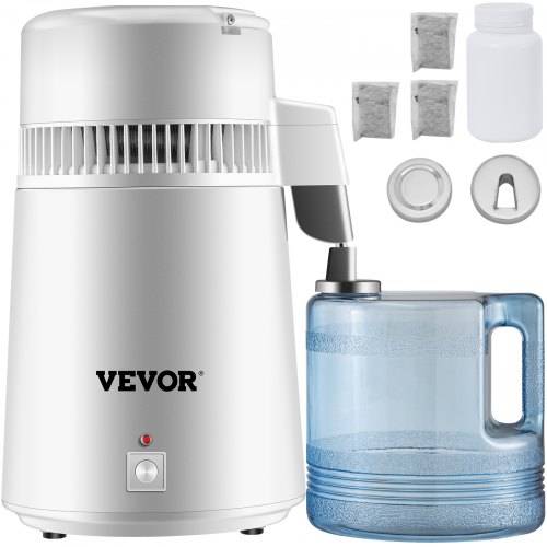 VEVOR Wasserdestilliergerät Trinkwasser, 750 W Wasser Destilliergerät 1,3 L/H Destilator Wasser Destilliergerät, 304 Edelstahl wei_es Destilliermas