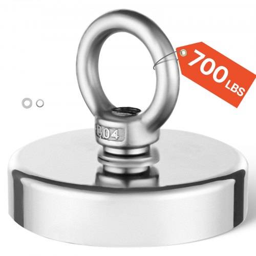 VEVOR Magnet-Angelset Magnet Angel Kit 318 kg einzelseitige Zugkraft, Seltenerd-Neodym-Magnet-Angelset 60 mm zum Einholen im Fluss Magnetfischen