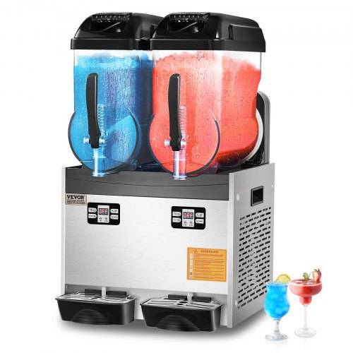 VEVOR kommerzielle Slush-Maschine 12 L x 2 Doppeltank Slush-Eismaschine Slushy Machine für gefrorene Getränke, 96 Tassen Margarita-Smoothie-Maschine