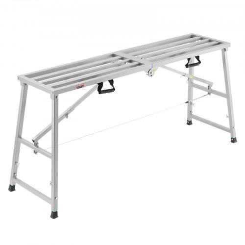 VEVOR Arbeitsplattform 800-1295 mm, zusammenklappbare Trittleiter aus legiertem Stahl, tragbare Arbeitsbühne, Tragkraft 400 kg, Trittleiter zum
