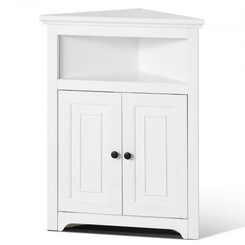 VEVOR Eckschrank Aufbewahrungsschrank mit 3-stufiger Regalen Mehrzweckschrank (845 mm Hohe) mit 2 Holztüren und verstellbaren Regalen, freistehender