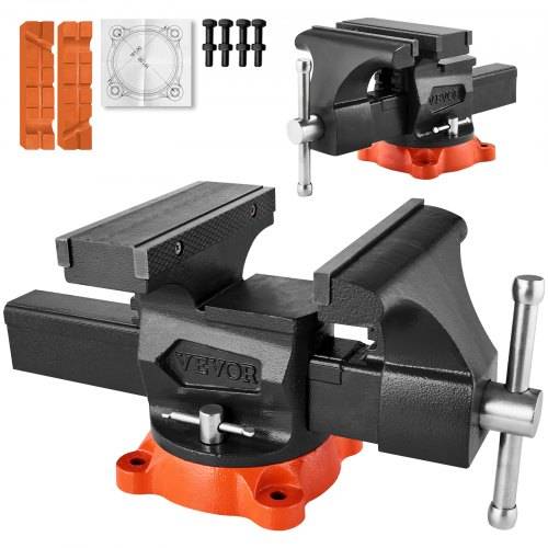 VEVOR Schraubstock, 203 mm Backenbreite, 203 mm max. Backenöffnung, 360° schwenkbare Feststellbasis, 94 mm Ausladung, Werkbank-Schraubstock aus Sph